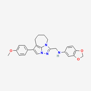 molecular formula C24H24N4O3 B2757244 N-((1-(4-甲氧基苯基)-5,6,7,8-四氢-2a,3,4a-三氮杂环戊[cd]吖啶-4-基)甲基)苯并[1,3]二噁杂环己-5-胺 CAS No. 877814-18-1