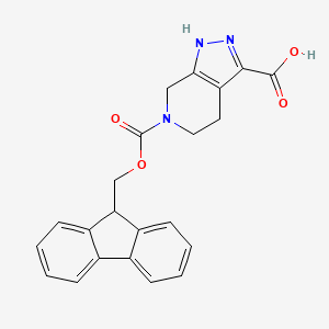 molecular formula C22H19N3O4 B2757246 6-(9H-Fluoren-9-ylmethoxycarbonyl)-1,4,5,7-tetrahydropyrazolo[3,4-c]pyridine-3-carboxylic acid CAS No. 2172251-13-5