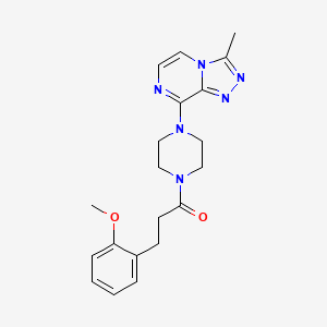 molecular formula C20H24N6O2 B2757249 3-(2-Methoxyphenyl)-1-(4-(3-methyl-[1,2,4]triazolo[4,3-a]pyrazin-8-yl)piperazin-1-yl)propan-1-one CAS No. 1903290-44-7