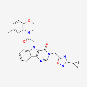 3-((3-cyclopropyl-1,2,4-oxadiazol-5-yl)methyl)-5-(2-(6-methyl-2H-benzo[b][1,4]oxazin-4(3H)-yl)-2-oxoethyl)-3H-pyrimido[5,4-b]indol-4(5H)-one
