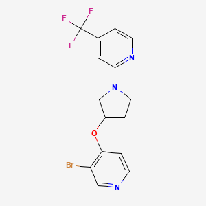 molecular formula C15H13BrF3N3O B2757280 2-[3-(3-Bromopyridin-4-yl)oxypyrrolidin-1-yl]-4-(trifluoromethyl)pyridine CAS No. 2380099-28-3