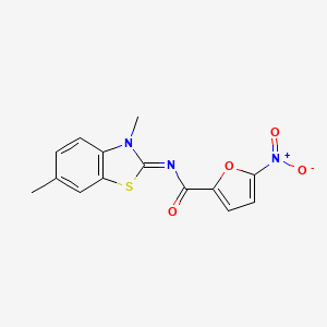 molecular formula C14H11N3O4S B2757281 (E)-N-(3,6-二甲基苯并[d]噻唑-2(3H)-基亚甲基)-5-硝基呋喃-2-甲酰胺 CAS No. 313404-77-2