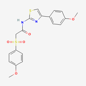molecular formula C19H18N2O5S2 B2757282 2-((4-甲氧基苯基)磺酰)-N-(4-(4-甲氧基苯基)噻唑-2-基)乙酰胺 CAS No. 922904-39-0