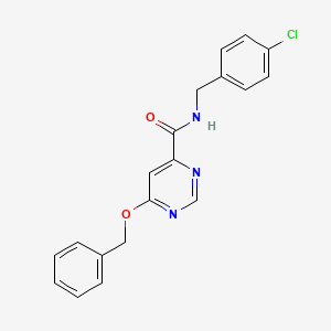 molecular formula C19H16ClN3O2 B2757284 6-(苄氧基)-N-(4-氯苄基)嘧啶-4-甲酰胺 CAS No. 2034433-60-6