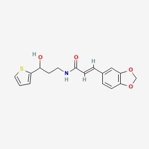 molecular formula C17H17NO4S B2757288 (E)-3-(benzo[d][1,3]dioxol-5-yl)-N-(3-hydroxy-3-(thiophen-2-yl)propyl)acrylamide CAS No. 1421586-56-2