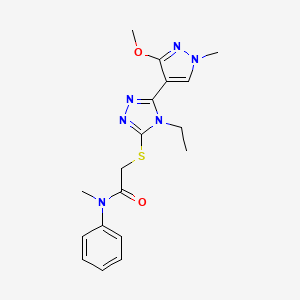 2-((4-ethyl-5-(3-methoxy-1-methyl-1H-pyrazol-4-yl)-4H-1,2,4-triazol-3-yl)thio)-N-methyl-N-phenylacetamide