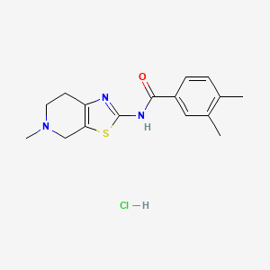 molecular formula C16H20ClN3OS B2757294 3,4-dimethyl-N-(5-methyl-4,5,6,7-tetrahydrothiazolo[5,4-c]pyridin-2-yl)benzamide hydrochloride CAS No. 1184965-45-4