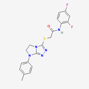 molecular formula C19H17F2N5OS B2757307 N-(2,4-difluorophenyl)-2-((7-(p-tolyl)-6,7-dihydro-5H-imidazo[2,1-c][1,2,4]triazol-3-yl)thio)acetamide CAS No. 921582-69-6