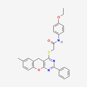 N-(4-Ethoxyphenyl)-2-({7-methyl-2-phenyl-5H-chromeno[2,3-D]pyrimidin-4-YL}sulfanyl)acetamide