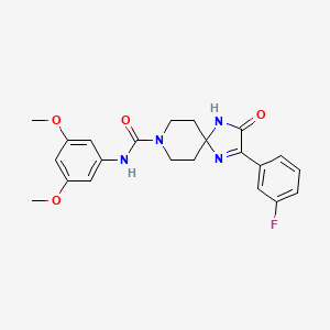 molecular formula C22H23FN4O4 B2757317 N-(3,5-dimethoxyphenyl)-2-(3-fluorophenyl)-3-oxo-1,4,8-triazaspiro[4.5]dec-1-ene-8-carboxamide CAS No. 1189488-50-3