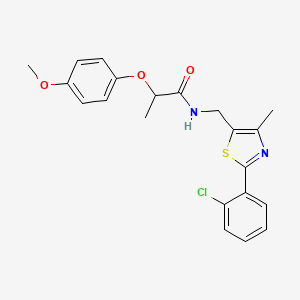 molecular formula C21H21ClN2O3S B2757318 N-((2-(2-chlorophenyl)-4-methylthiazol-5-yl)methyl)-2-(4-methoxyphenoxy)propanamide CAS No. 1421445-70-6