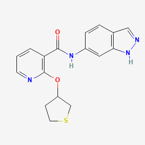 molecular formula C17H16N4O2S B2757323 N-(1H-Indazol-6-yl)-2-(thiolan-3-yloxy)pyridine-3-carboxamide CAS No. 2034431-30-4