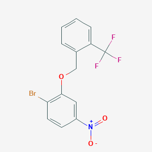 molecular formula C14H9BrF3NO3 B275733 1-Bromo-4-nitro-2-{[2-(trifluoromethyl)benzyl]oxy}benzene 