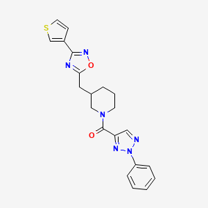 (2-phenyl-2H-1,2,3-triazol-4-yl)(3-((3-(thiophen-3-yl)-1,2,4-oxadiazol-5-yl)methyl)piperidin-1-yl)methanone