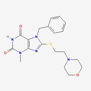 molecular formula C19H23N5O3S B2757349 7-benzyl-3-methyl-8-((2-morpholinoethyl)thio)-1H-purine-2,6(3H,7H)-dione CAS No. 442865-17-0