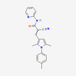 molecular formula C22H20N4O B2757351 2-cyano-3-[2,5-dimethyl-1-(4-methylphenyl)-1H-pyrrol-3-yl]-N-(pyridin-2-yl)prop-2-enamide CAS No. 1424700-28-6