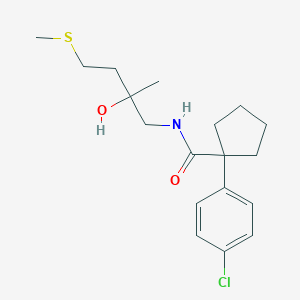 molecular formula C18H26ClNO2S B2757367 1-(4-chlorophenyl)-N-(2-hydroxy-2-methyl-4-(methylthio)butyl)cyclopentanecarboxamide CAS No. 1396746-26-1