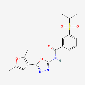 molecular formula C18H19N3O5S B2757383 N-(5-(2,5-dimethylfuran-3-yl)-1,3,4-oxadiazol-2-yl)-3-(isopropylsulfonyl)benzamide CAS No. 1251697-95-6