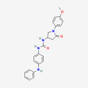 molecular formula C24H24N4O3 B2757404 1-(1-(4-甲氧基苯基)-5-氧代吡咯烷-3-基)-3-(4-(苯基氨基)苯基)脲 CAS No. 877640-62-5
