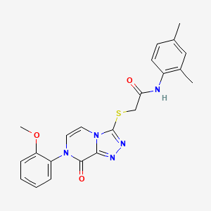 molecular formula C22H21N5O3S B2757412 N-(2,4-二甲基苯基)-2-{[7-(2-甲氧苯基)-8-氧代-7,8-二氢[1,2,4]三唑并[4,3-a]吡嘧啶-3-基)硫基]乙基}乙酰胺 CAS No. 1243094-06-5