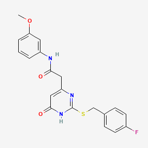 molecular formula C20H18FN3O3S B2757413 2-(2-((4-fluorobenzyl)thio)-6-oxo-1,6-dihydropyrimidin-4-yl)-N-(3-methoxyphenyl)acetamide CAS No. 1040645-84-8