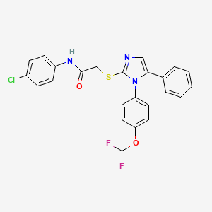 molecular formula C24H18ClF2N3O2S B2757416 N-(4-氯苯基)-2-((1-(4-(二氟甲氧基)苯基)-5-苯基-1H-咪唑-2-基)硫基)乙酰胺 CAS No. 1226451-45-1