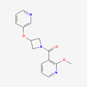 molecular formula C15H15N3O3 B2757426 (2-Methoxypyridin-3-yl)(3-(pyridin-3-yloxy)azetidin-1-yl)methanone CAS No. 1903625-34-2