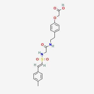 molecular formula C21H24N2O6S B2757431 2-[4-[2-[[2-[[(E)-2-(4-甲基苯基)乙烯基]磺酰氨基]乙酰]氨基]乙基]苯氧基]乙酸 CAS No. 1445755-93-0