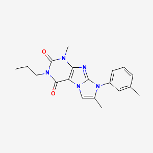 molecular formula C19H21N5O2 B2757439 1,7-dimethyl-3-propyl-8-(m-tolyl)-1H-imidazo[2,1-f]purine-2,4(3H,8H)-dione CAS No. 887464-29-1