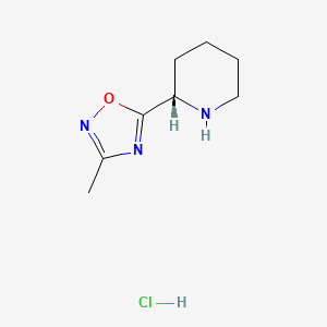 molecular formula C8H14ClN3O B2757443 (S)-3-Methyl-5-(piperidin-2-yl)-1,2,4-oxadiazole hydrochloride CAS No. 1604396-49-7