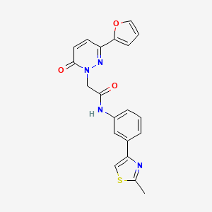 molecular formula C20H16N4O3S B2757444 2-(3-(furan-2-yl)-6-oxopyridazin-1(6H)-yl)-N-(3-(2-methylthiazol-4-yl)phenyl)acetamide CAS No. 1251709-38-2