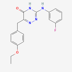 molecular formula C18H17FN4O2 B2757447 6-(4-ethoxybenzyl)-3-((3-fluorophenyl)amino)-1,2,4-triazin-5(4H)-one CAS No. 905797-95-7