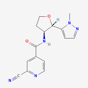 molecular formula C15H15N5O2 B2757452 2-Cyano-N-[(2S,3S)-2-(2-methylpyrazol-3-yl)oxolan-3-yl]pyridine-4-carboxamide CAS No. 2223356-87-2