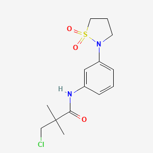 molecular formula C14H19ClN2O3S B2757453 3-chloro-N-(3-(1,1-dioxidoisothiazolidin-2-yl)phenyl)-2,2-dimethylpropanamide CAS No. 941975-12-8