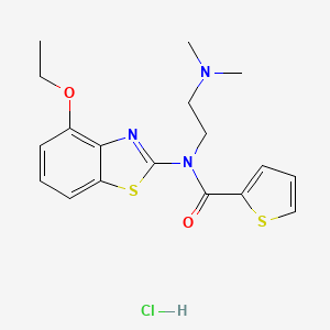 molecular formula C18H22ClN3O2S2 B2757459 N-(2-(dimethylamino)ethyl)-N-(4-ethoxybenzo[d]thiazol-2-yl)thiophene-2-carboxamide hydrochloride CAS No. 1216663-76-1