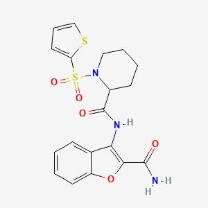 N-(2-carbamoylbenzofuran-3-yl)-1-(thiophen-2-ylsulfonyl)piperidine-2-carboxamide