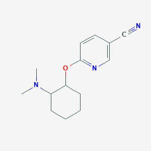 molecular formula C14H19N3O B2757490 6-{[2-(Dimethylamino)cyclohexyl]oxy}pyridine-3-carbonitrile CAS No. 2197667-96-0