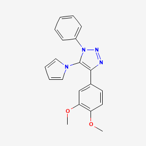 molecular formula C20H18N4O2 B2757492 4-(3,4-dimethoxyphenyl)-1-phenyl-5-(1H-pyrrol-1-yl)-1H-1,2,3-triazole CAS No. 2415628-96-3