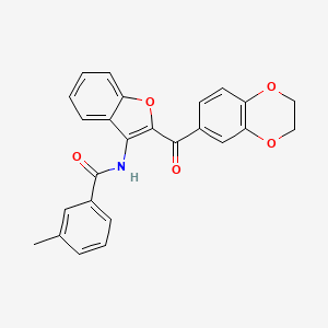 molecular formula C25H19NO5 B2757493 N-[2-(2,3-二氢-1,4-苯并二氧杂环-6-甲酰)-1-苯并呋喃-3-基]-3-甲基苯甲酰胺 CAS No. 886185-53-1