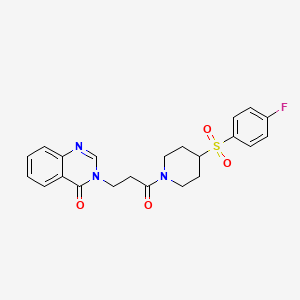 molecular formula C22H22FN3O4S B2757496 3-(3-(4-((4-fluorophenyl)sulfonyl)piperidin-1-yl)-3-oxopropyl)quinazolin-4(3H)-one CAS No. 1797687-22-9