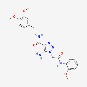 molecular formula C22H26N6O5 B2757504 5-amino-N-[2-(3,4-dimethoxyphenyl)ethyl]-1-{2-[(2-methoxyphenyl)amino]-2-oxoethyl}-1H-1,2,3-triazole-4-carboxamide CAS No. 865655-74-9