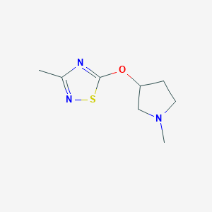 molecular formula C8H13N3OS B2757516 3-甲基-5-[(1-甲基吡咯烷-3-基)氧基]-1,2,4-噻二唑 CAS No. 2200611-43-2