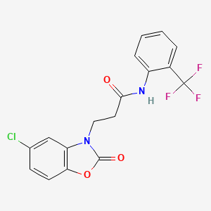 molecular formula C17H12ClF3N2O3 B2757526 3-(5-氯-2-氧代苯并[d]噁唑-3(2H)-基)-N-(2-(三氟甲基)苯基)丙酰胺 CAS No. 902253-37-6