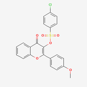 molecular formula C22H15ClO6S B2757533 2-(4-甲氧基苯基)-4-氧代-4H-香豆素-3-基 4-氯苯基-1-磺酸酯 CAS No. 331460-89-0