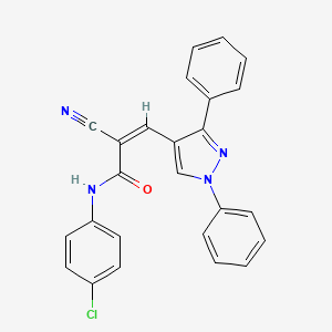 molecular formula C25H17ClN4O B2757539 (Z)-N-(4-chlorophenyl)-2-cyano-3-(1,3-diphenylpyrazol-4-yl)prop-2-enamide CAS No. 475200-87-4