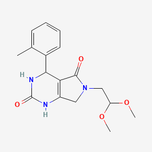 molecular formula C17H21N3O4 B2757545 6-(2,2-dimethoxyethyl)-4-(o-tolyl)-3,4,6,7-tetrahydro-1H-pyrrolo[3,4-d]pyrimidine-2,5-dione CAS No. 923184-40-1