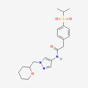 2-(4-(isopropylsulfonyl)phenyl)-N-(1-((tetrahydro-2H-pyran-2-yl)methyl)-1H-pyrazol-4-yl)acetamide