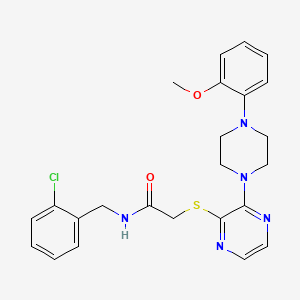 molecular formula C24H26ClN5O2S B2757561 N-[(2-chlorophenyl)methyl]-2-({3-[4-(2-methoxyphenyl)piperazin-1-yl]pyrazin-2-yl}sulfanyl)acetamide CAS No. 1116007-43-2