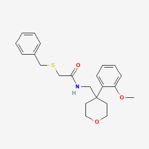 2-(benzylthio)-N-((4-(2-methoxyphenyl)tetrahydro-2H-pyran-4-yl)methyl)acetamide