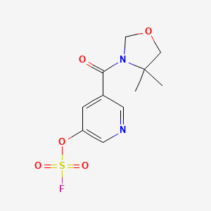 molecular formula C11H13FN2O5S B2757568 3-(5-Fluorosulfonyloxypyridine-3-carbonyl)-4,4-dimethyl-1,3-oxazolidine CAS No. 2418734-05-9